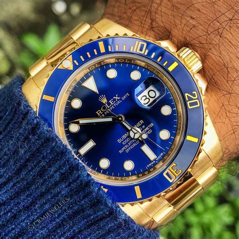 rolex submariner yellow gold blue face|rolex m126619lb 0003.